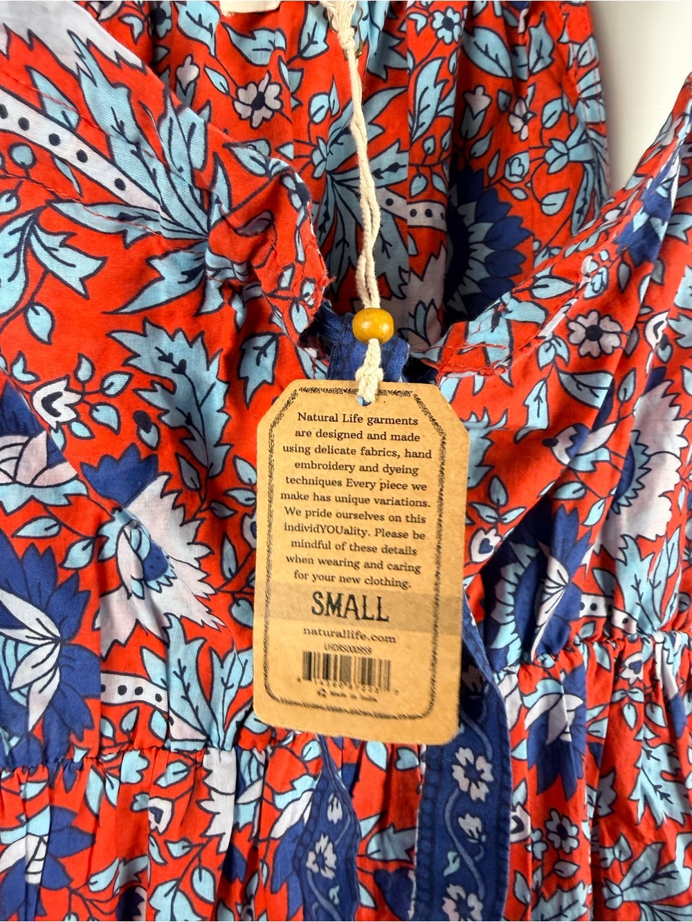 New natural life Isabella maxi red blue dress tiered size small - Picture 7 of 9